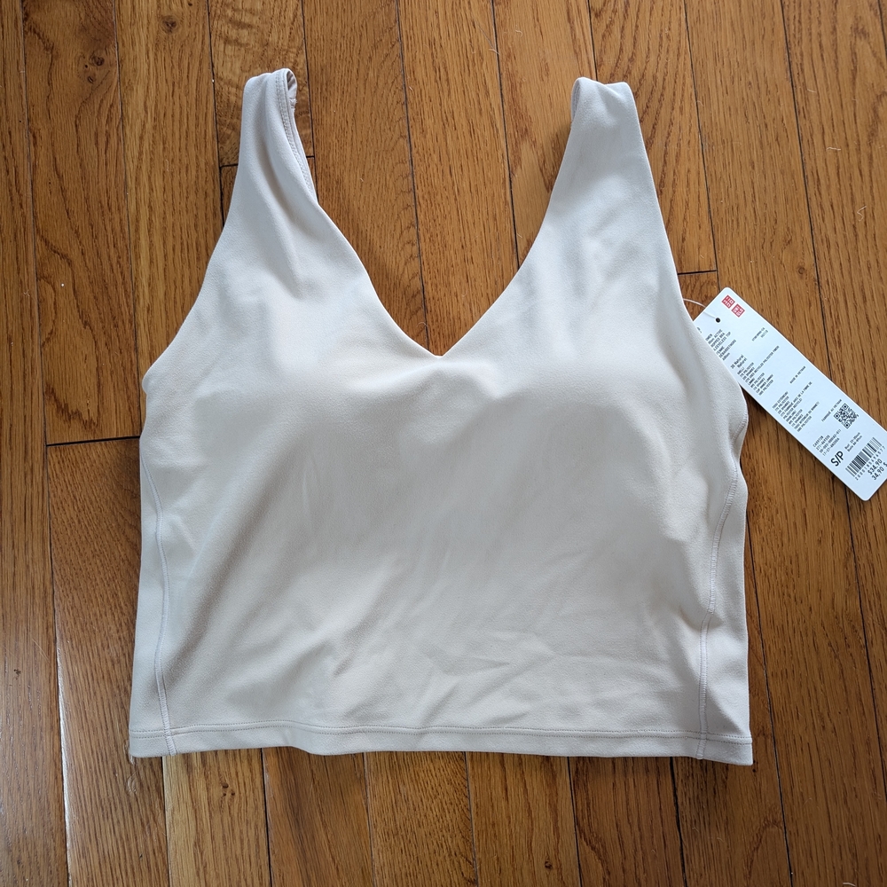Uniqlo Cream V-Neck bra top